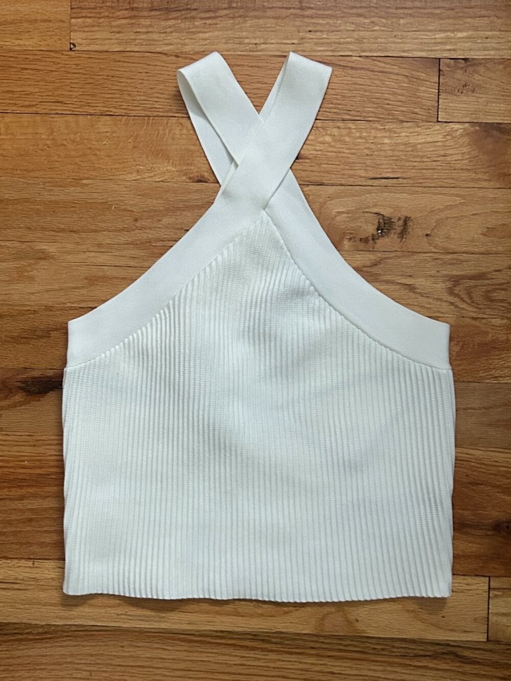 Forever 21 White Cross Neck Tank Top Women's Medium Casual Leisure Minimalist